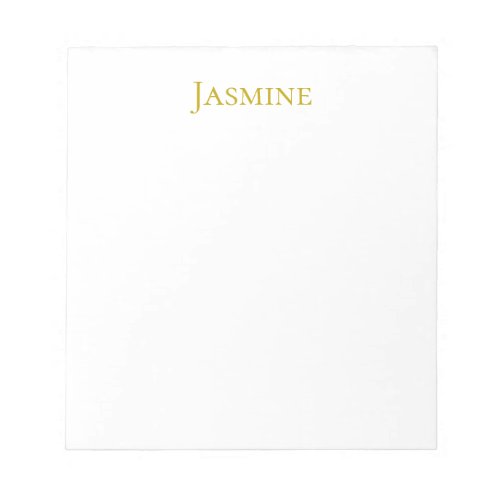 Gold Color Plain Minimalist Professional Name Notepad