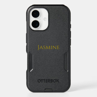 Gold Color Plain Minimalist Professional Name iPhone 16 Case