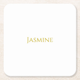 Gold Color Plain Minimalist Professional Name Square Paper Coaster
