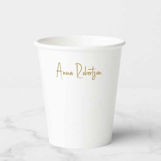 Gold Color Professional Calligraphy Minimalist Paper Cups (Front)