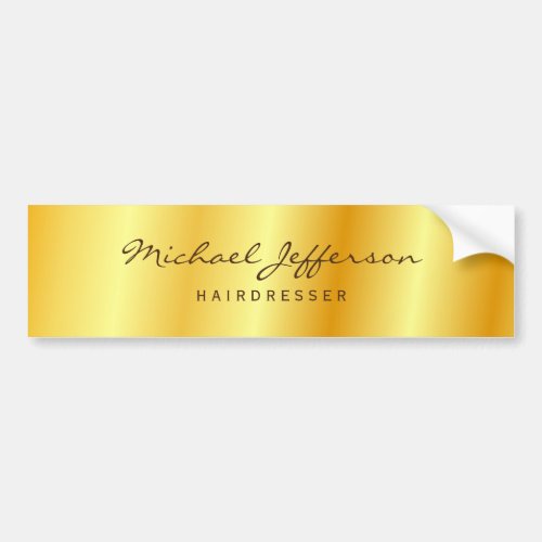 Gold Color Professional Handwriting Script Bumper Sticker