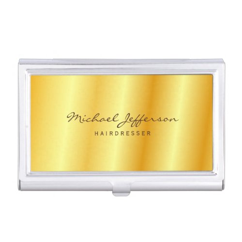 Gold Color Professional Handwriting Script Business Card Case