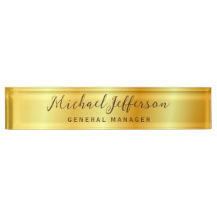 Gold Color Professional Handwriting Script Desk Name Plate