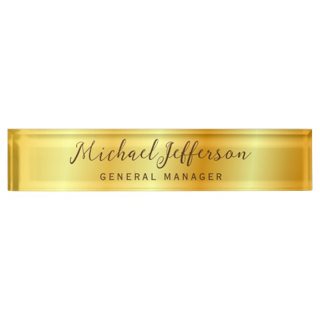 Gold Color Professional Handwriting Script Desk Name Plate (Front)