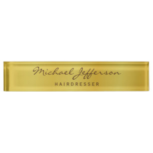 Gold Color Professional Handwriting Script Desk Name Plate