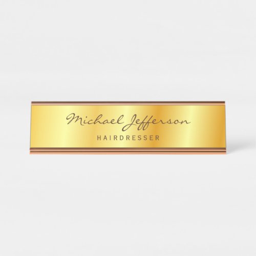 Gold Color Professional Handwriting Script Desk Name Plate