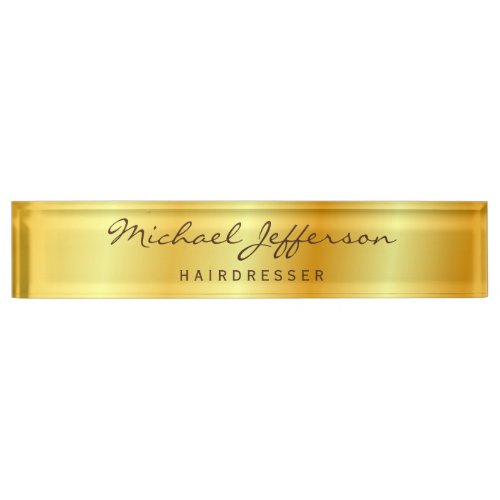 Gold Color Professional Handwriting Script Desk Name Plate