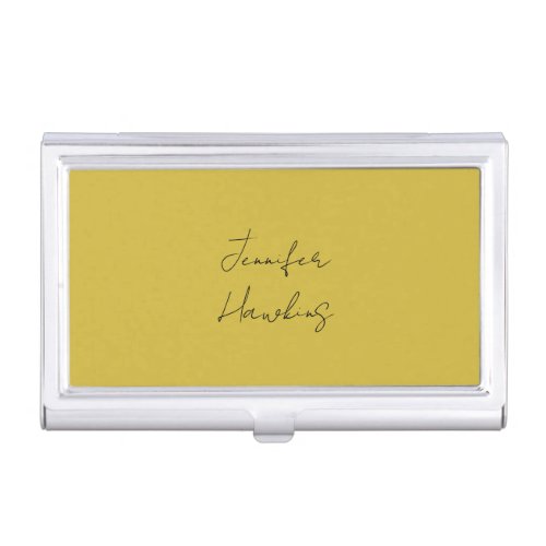 Gold color professional plain handwriting business card case