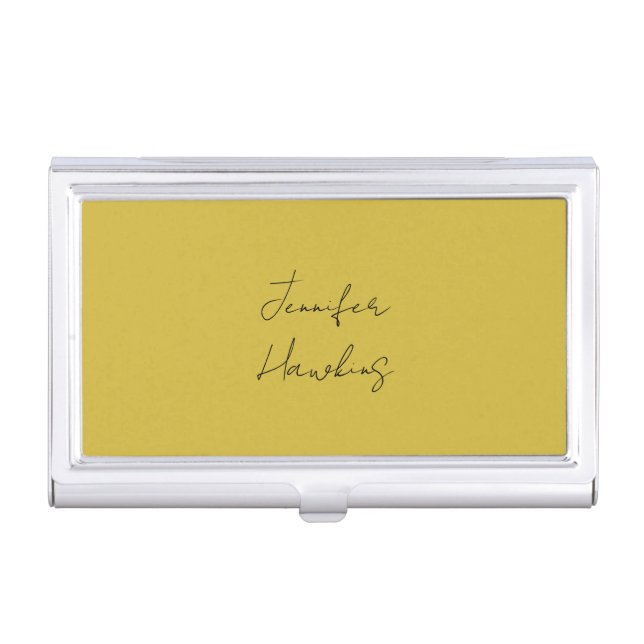 Gold color professional plain handwriting business card case (Front)