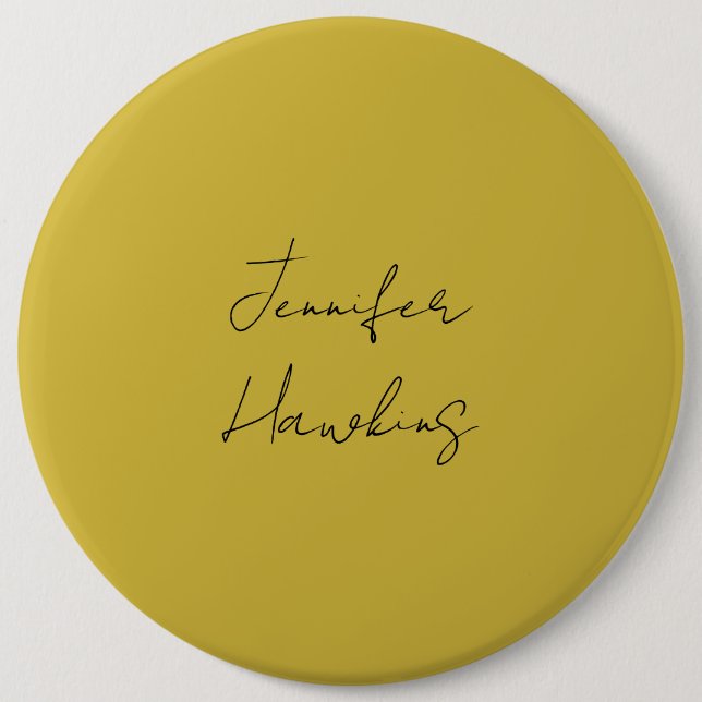 Gold color professional plain handwriting button (Front)