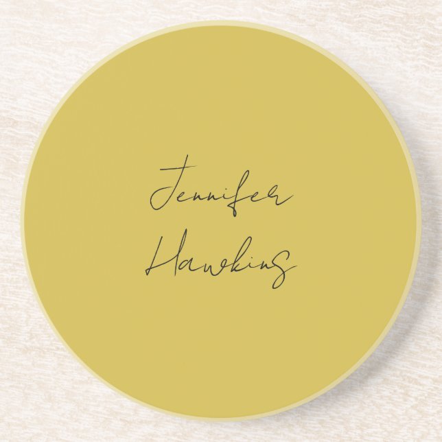 Gold color professional plain handwriting coaster (Front)