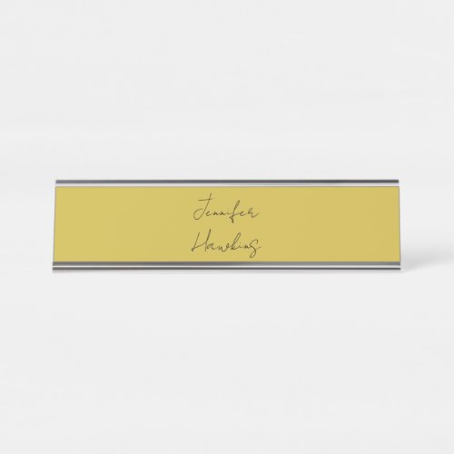 Gold color professional plain handwriting desk name plate