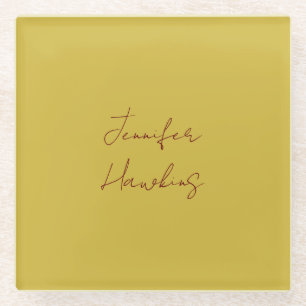 Gold color professional plain handwriting glass coaster