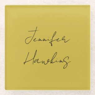 Gold color professional plain handwriting glass coaster