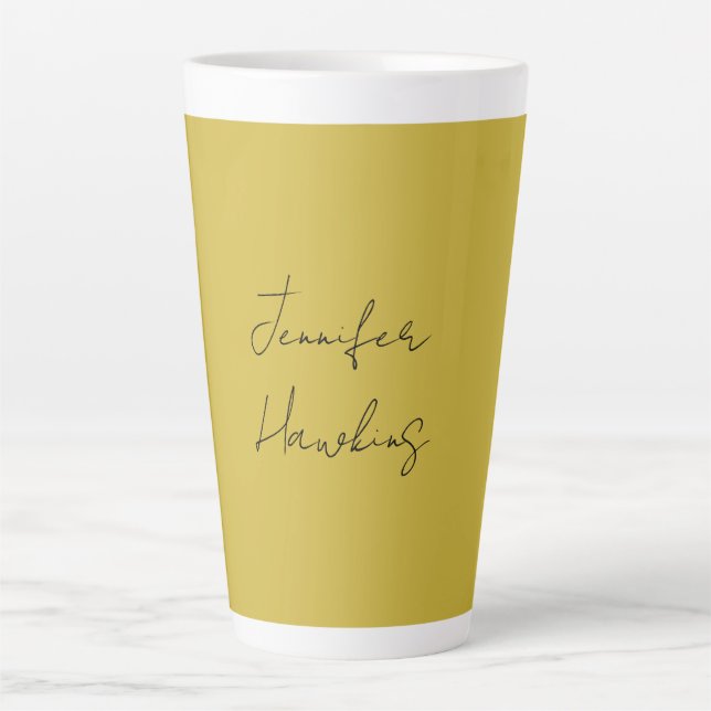 Gold color professional plain handwriting latte mug (Front)
