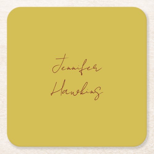 Gold color professional plain handwriting square paper coaster