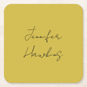 Gold color professional plain handwriting square paper coaster