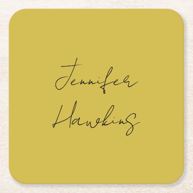 Gold color professional plain handwriting square paper coaster (Front)
