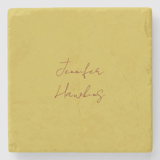 Gold color professional plain handwriting stone coaster (Front)