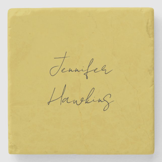 Gold color professional plain handwriting stone coaster (Front)