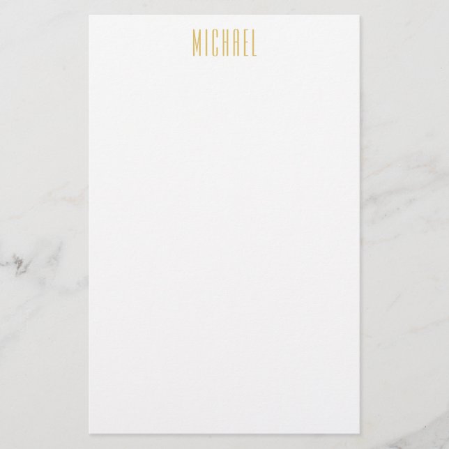 Gold Color Professional Trendy Minimalist Name Stationery (Front)