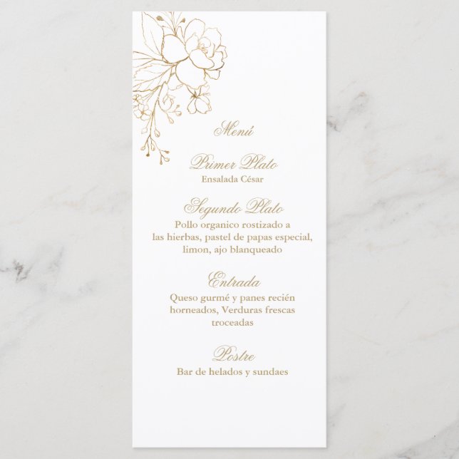 Gold color rose bouquet menu  (Front)