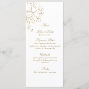 Gold color rose bouquet menu 