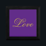 Gold Color Script Love Royal Purple Calligraphy Gift Box<br><div class="desc">You can easily change the fonts and colors. You can also add your logo and the background image as you like.</div>