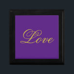 Gold Color Script Love Royal Purple Calligraphy Gift Box<br><div class="desc">You can easily change the fonts and colors. You can also add your logo and the background image as you like.</div>