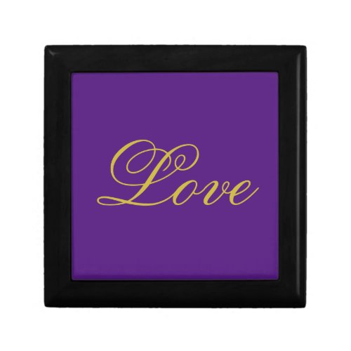 Gold Color Script Love Royal Purple Calligraphy Gift Box