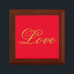 Gold Color Script Red Love Wedding Calligraphy Gift Box<br><div class="desc">You can easily change the fonts and colors. You can also add your logo and the background image as you like.</div>