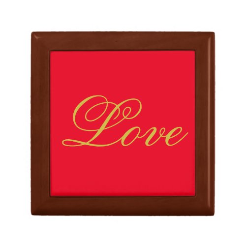 Gold Color Script Red Love Wedding Calligraphy Gift Box