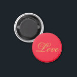 Gold Color Script Red Love Wedding Calligraphy Magnet<br><div class="desc">You can easily change the fonts and colors. You can also add your logo and the background image as you like.</div>
