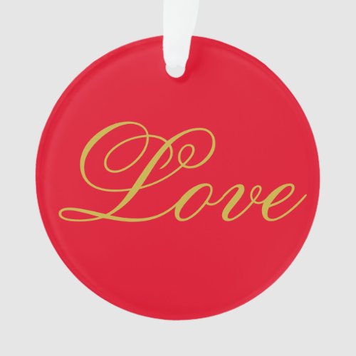Gold Color Script Red Love Wedding Calligraphy Ornament