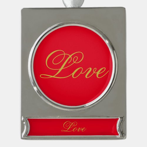 Gold Color Script Red Love Wedding Calligraphy Silver Plated Banner Ornament