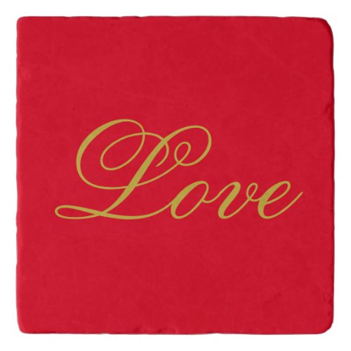 Gold Color Script Red Love Wedding Calligraphy Trivet