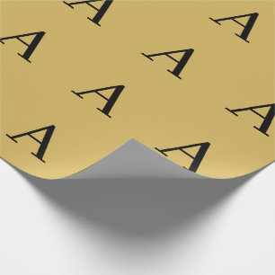 Gold Color Simple Monogram Add Name Initial Wrapping Paper