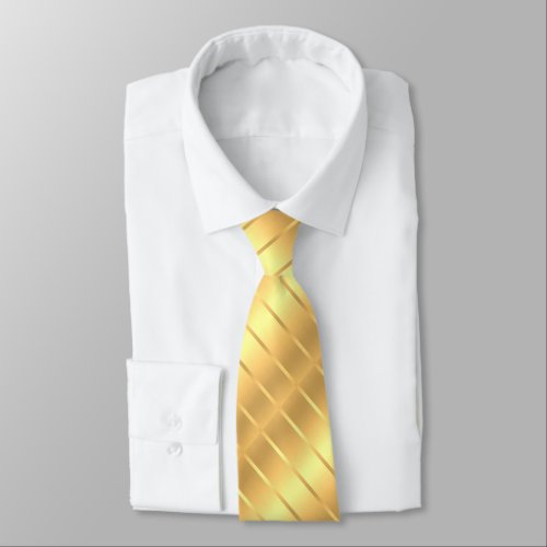 Gold Color Striped Elegant Modern Template Neck Tie