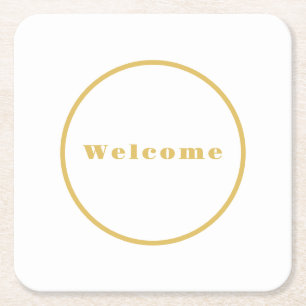 Gold Color Welcome Party Minimalist Professional Square Paper Coaster