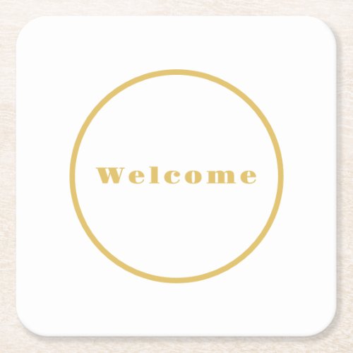 Gold Color Welcome Party Minimalist Professional  Square Paper Coaster