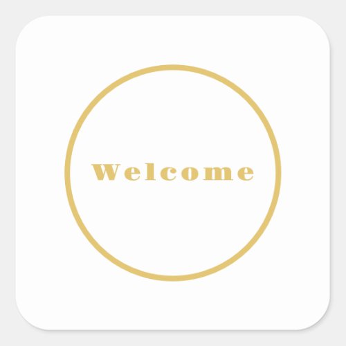 Gold Color Welcome Party Minimalist Professional  Square Sticker