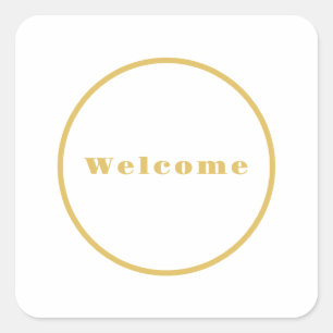 Gold Color Welcome Party Minimalist Professional Square Sticker
