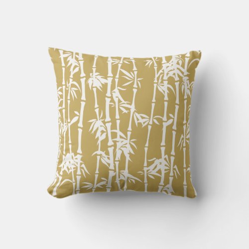 Gold color white bamboo custom throw pillow