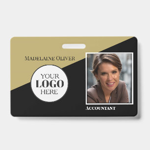 Gold Color White Employee ID Photo Logo Badge