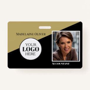 Gold Color White Employee ID Photo Logo Badge