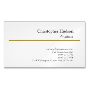 Gold Color White Minimalist Simple Plain Business Card Magnet