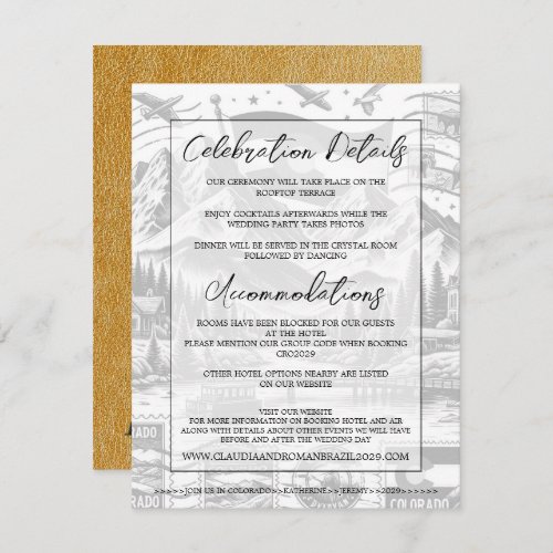 Gold Colorado Passport Wedding Enclosure Card