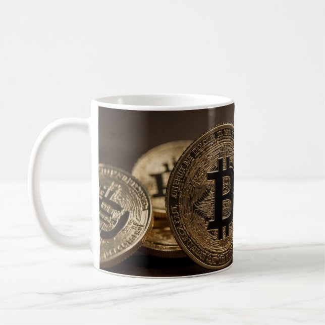 Gold Colored BitCoin Coffee Mug (Left)