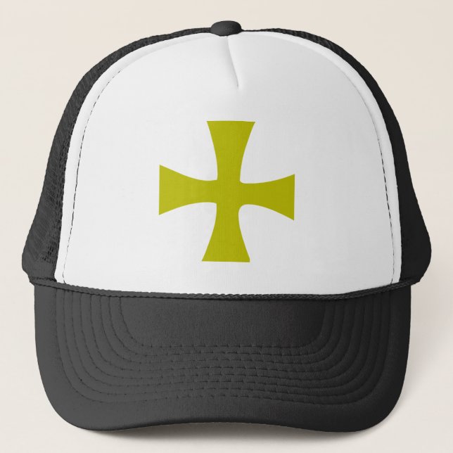 Gold Colored Byzantine Cross Trucker Hat (Front)