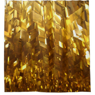 Gold Colored Fractal Luxury Shower Curtain
